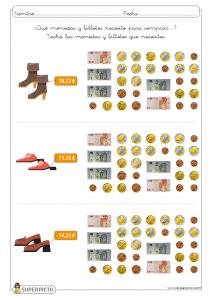 Ficha De C Lculo Con Monedas Y Billetes Para Imprimir Recursos Y