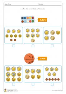 Ficha De C Lculo Con Monedas Y Billetes Para Imprimir Superpicto