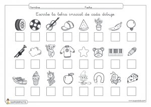 Escribir la letra inicial de cada dibujo