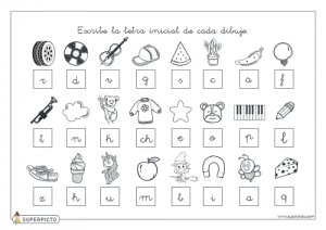 Escribir la letra inicial de cada dibujo