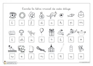 Escribir la letra inicial de cada dibujo