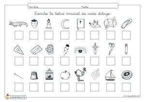 Escribir la letra inicial de cada dibujo