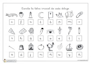 Escribir la letra inicial de cada dibujo