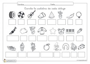 Escribir la palabra de cada dibujo