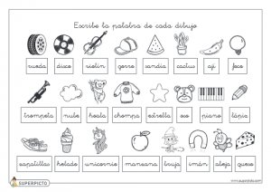 Escribir la palabra de cada dibujo