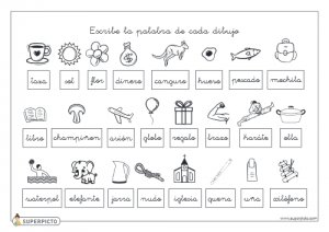 Escribir la palabra de cada dibujo