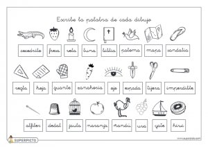 Escribir la palabra de cada dibujo