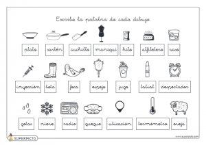 Escribir la palabra de cada dibujo