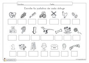 Escribir la palabra de cada dibujo