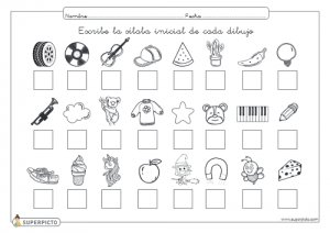 Escribir la sílaba inicial de cada dibujo