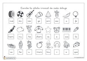 Escribir la sílaba inicial de cada dibujo