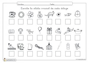 Escribir la sílaba inicial de cada dibujo