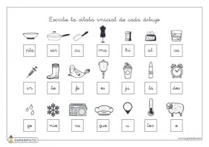 Escribir la sílaba inicial de cada dibujo