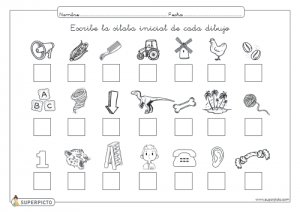 Escribir la sílaba inicial de cada dibujo