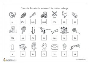 Escribir la sílaba inicial de cada dibujo