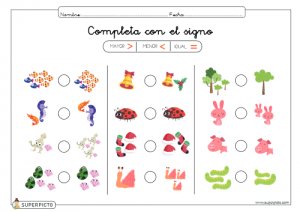 Completar con el signo mayor, menor o igual