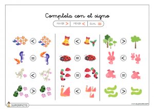 Completar con el signo mayor, menor o igual