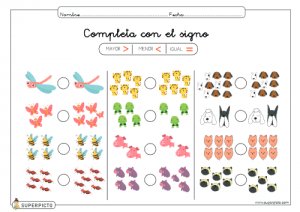 Completar con el signo mayor, menor o igual