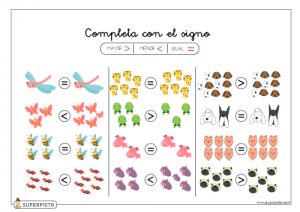 Completar con el signo mayor, menor o igual