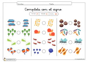 Completar con el signo mayor, menor o igual