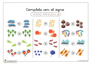 Completar con el signo mayor, menor o igual