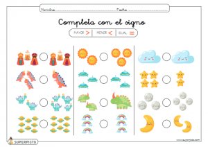 Completar con el signo mayor, menor o igual