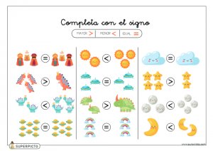 Completar con el signo mayor, menor o igual