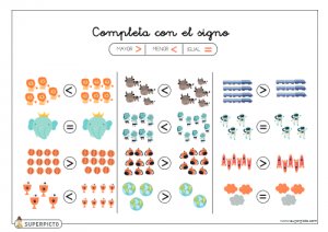 Completar con el signo mayor, menor o igual