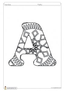 Mandala para colorear letra A lista