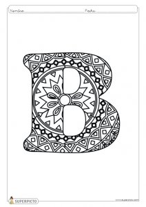 Mandala para colorear letra B lista