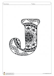 Mandala para colorear letra J lista