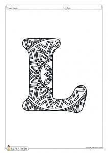 Mandala para colorear letra L lista
