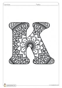 Mandala para colorear letra K lista