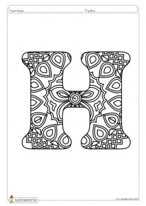 Mandala para colorear letra H lista