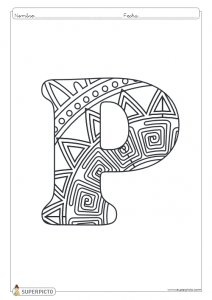 Mandala para colorear letra P lista