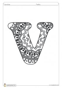 Mandala para colorear letra V lista