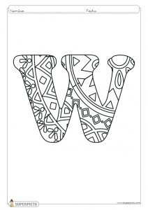 Mandala para colorear letra W lista