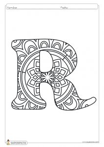 Mandala para colorear letra R lista