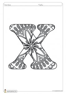 Mandala para colorear letra X lista