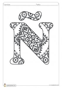 Mandala para colorear letra Ñ lista