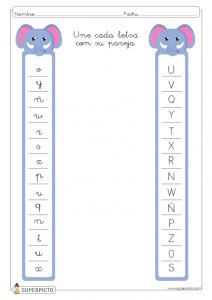 Unir cada letra con su pareja (elefante 2)