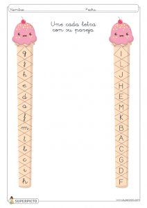 Unir cada letra con su pareja (helado 1)