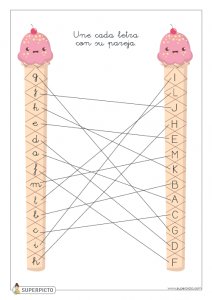 Unir cada letra con su pareja (helado 1)