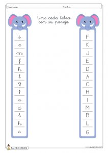 Unir cada letra con su pareja (elefante 1)
