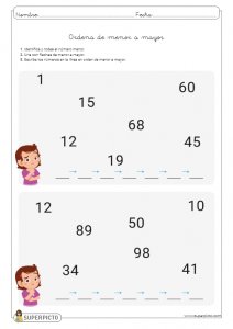 Ordenar de menor a mayor números menores de 100