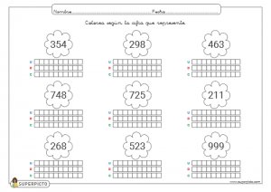 Valor posicional (unidades, decenas y centenas)