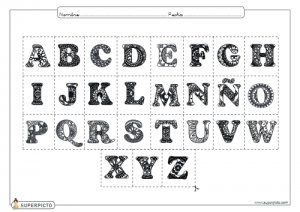 Alfabeto con mandalas coloreable y recortable