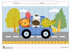 Ordenar de menor a mayor números hasta el 10