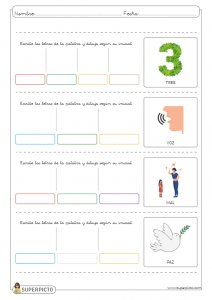 Escribir iniciales ocultas (monosílabas)