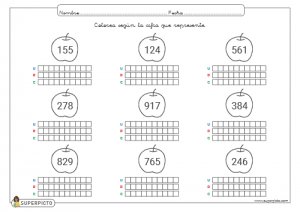 Valor posicional (unidades, decenas y centenas)